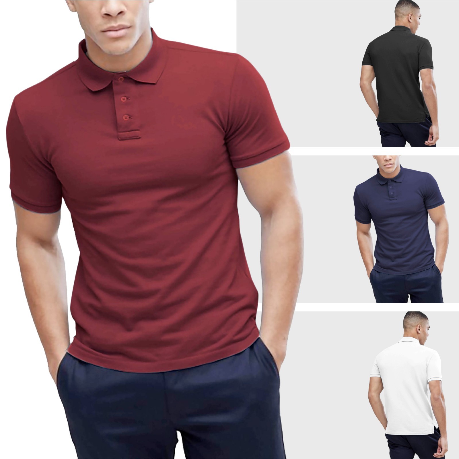 Mens Polo Shirts Casual DRY FIT SPORT 3XL POLYESTER Golf Tee Rugby Comfort gallery
