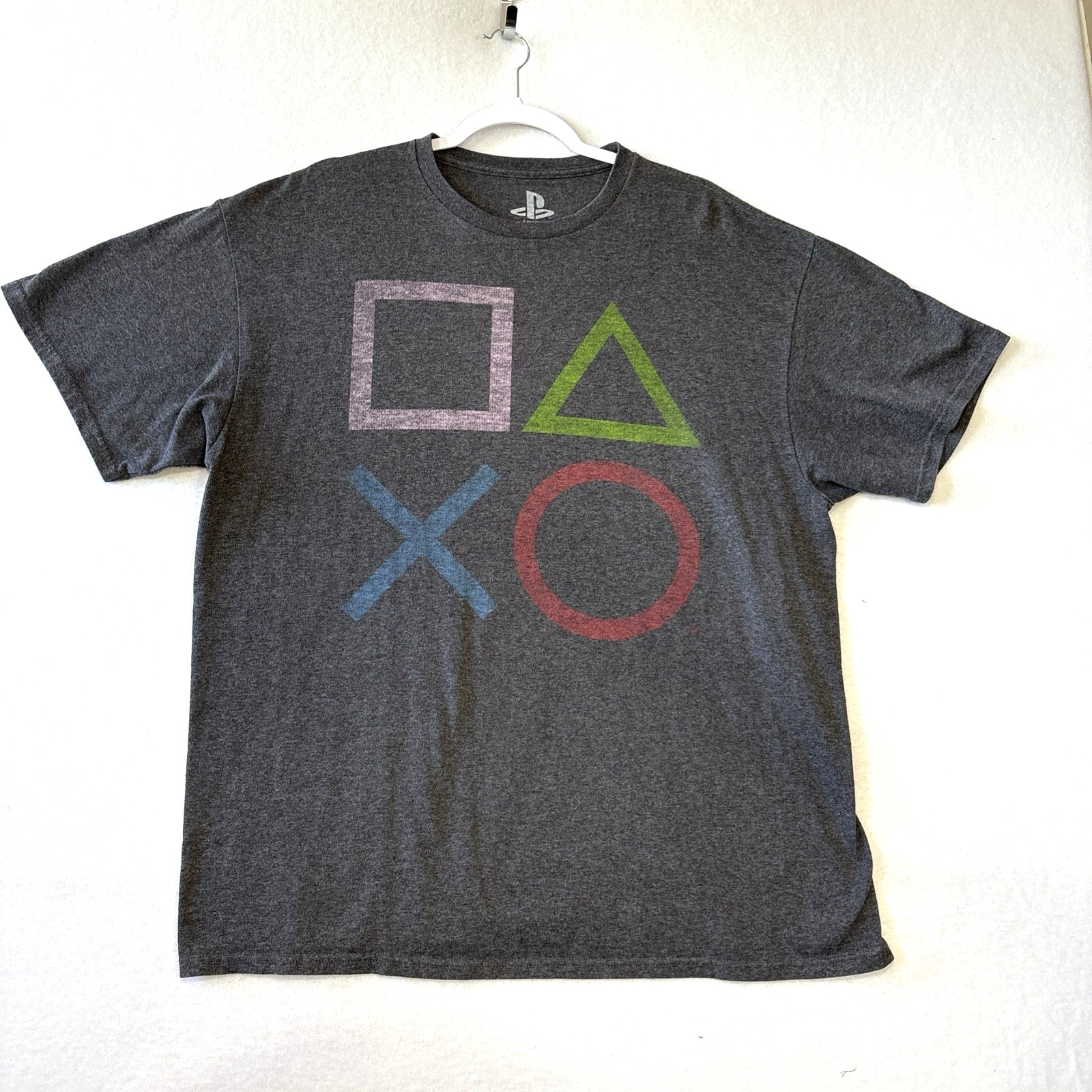 Playstation Gamer Controller Button Logo Short Sleeve T-Shirt Gray XL gallery