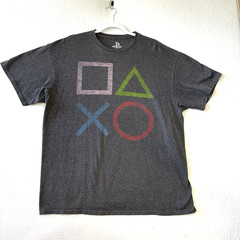 Playstation Gamer Controller Button Logo Short Sleeve T-Shirt Gray XL