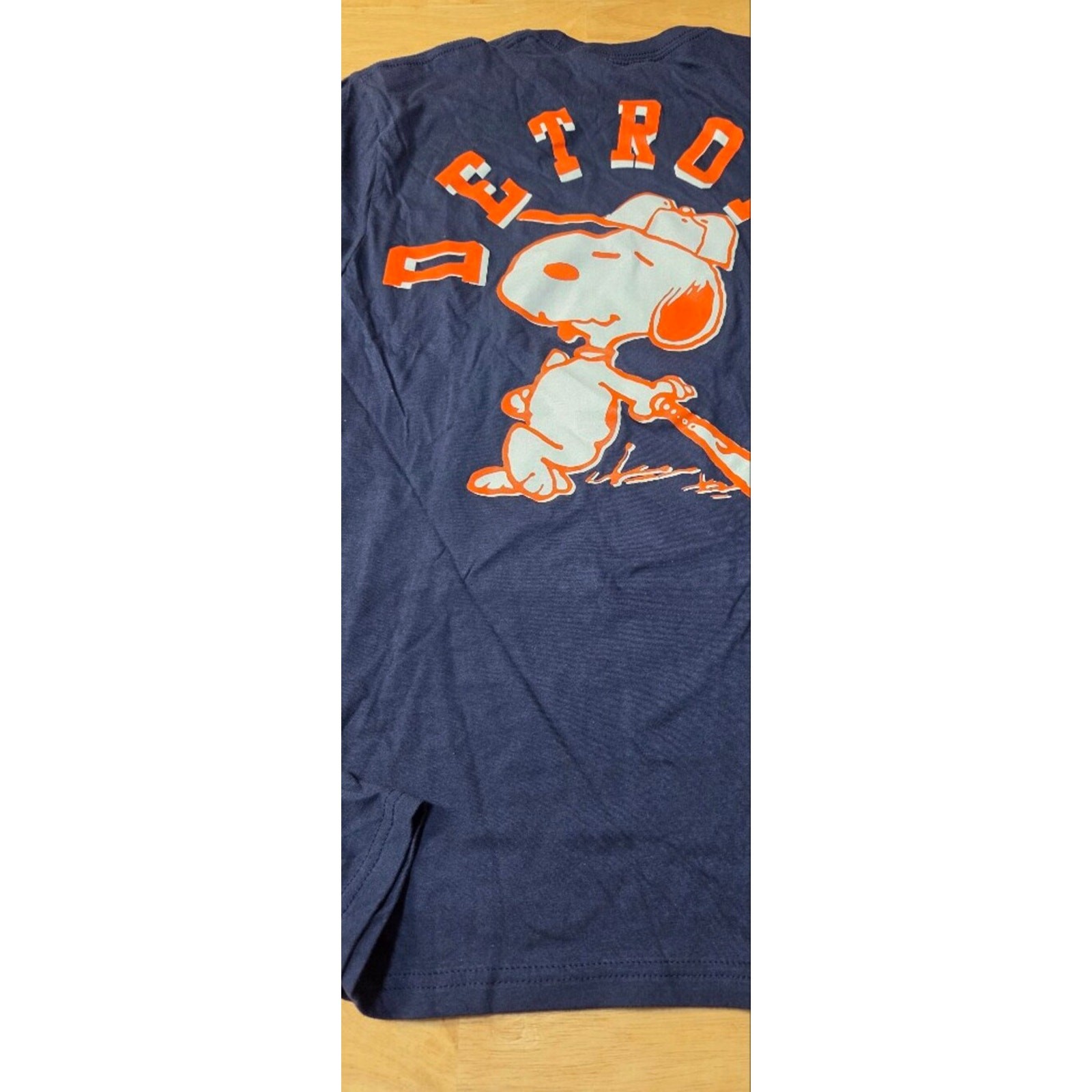Peanuts Snoopy Detroit Baseball Graphic Tee Medium NWOT Navy Blue Team Merch gallery