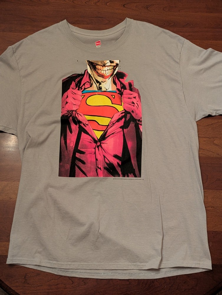 Graphitti Designs ” Joker Exposed ” Men’s XL Grey Graphic Print Tshirt