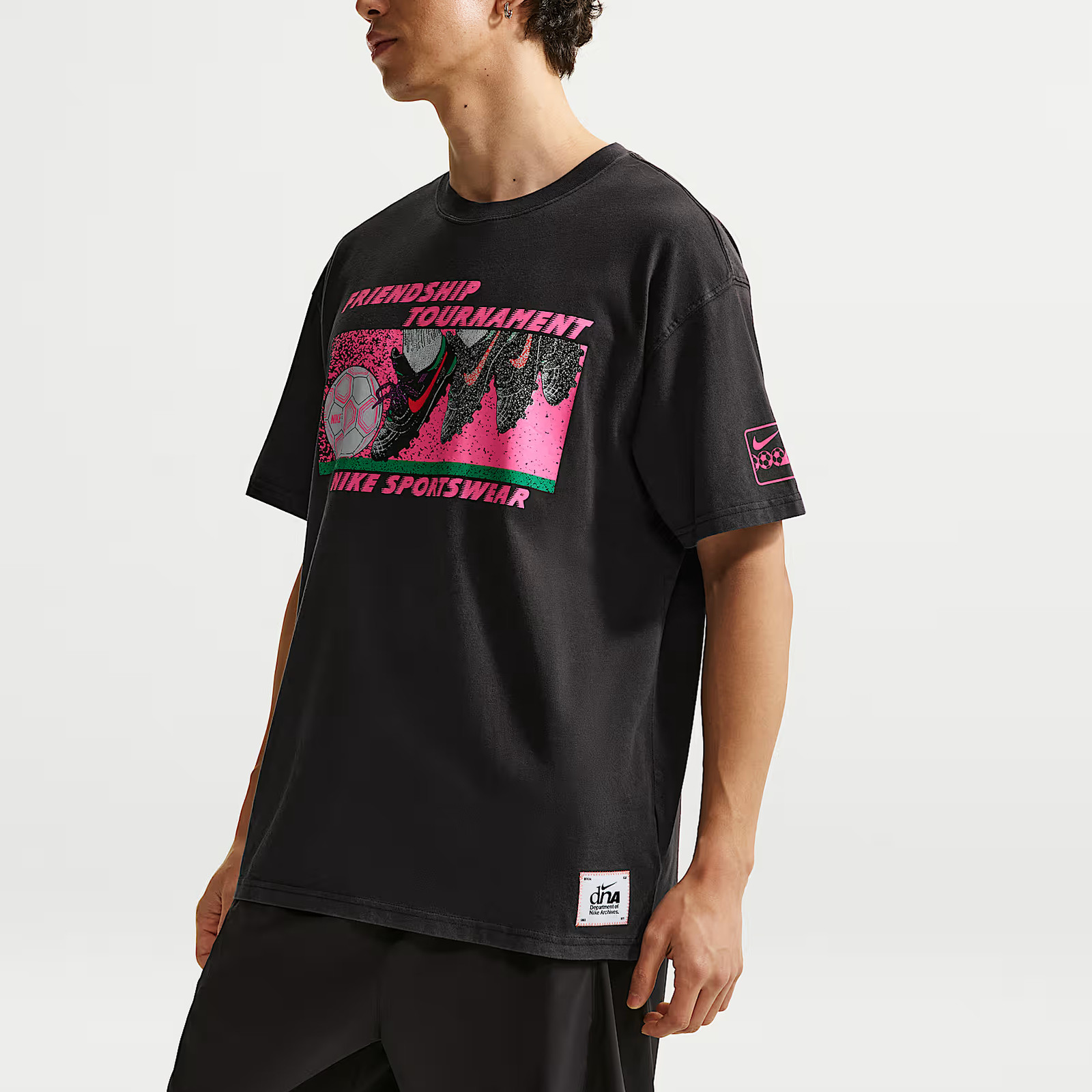 Nike Sportswear T Shirts Men's Gray Black Crew Neck Moderate IR5775-045 Size gallery