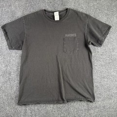 Marines Shirt Men L Black Graphic Crew Military Logo