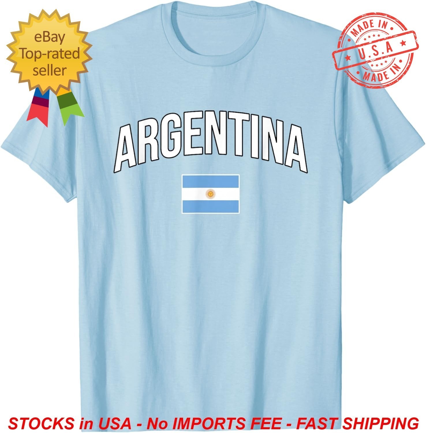 Argentina Flag T-Shirt Light Blue National Pride Sol de Mayo Graphic Tee Unisex