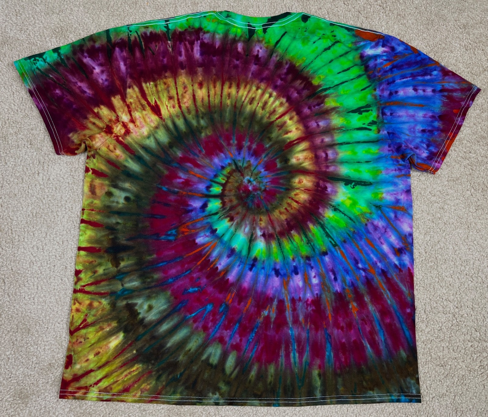 Handmade Ice Tie Dye T-Shirt 2XL Mens Womens Soft Cotton Double Layered Spiral gallery