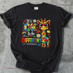 Autism Awareness Giraffe Puzzle Piece Shirt, Neurodiversity Support Graphic Tee