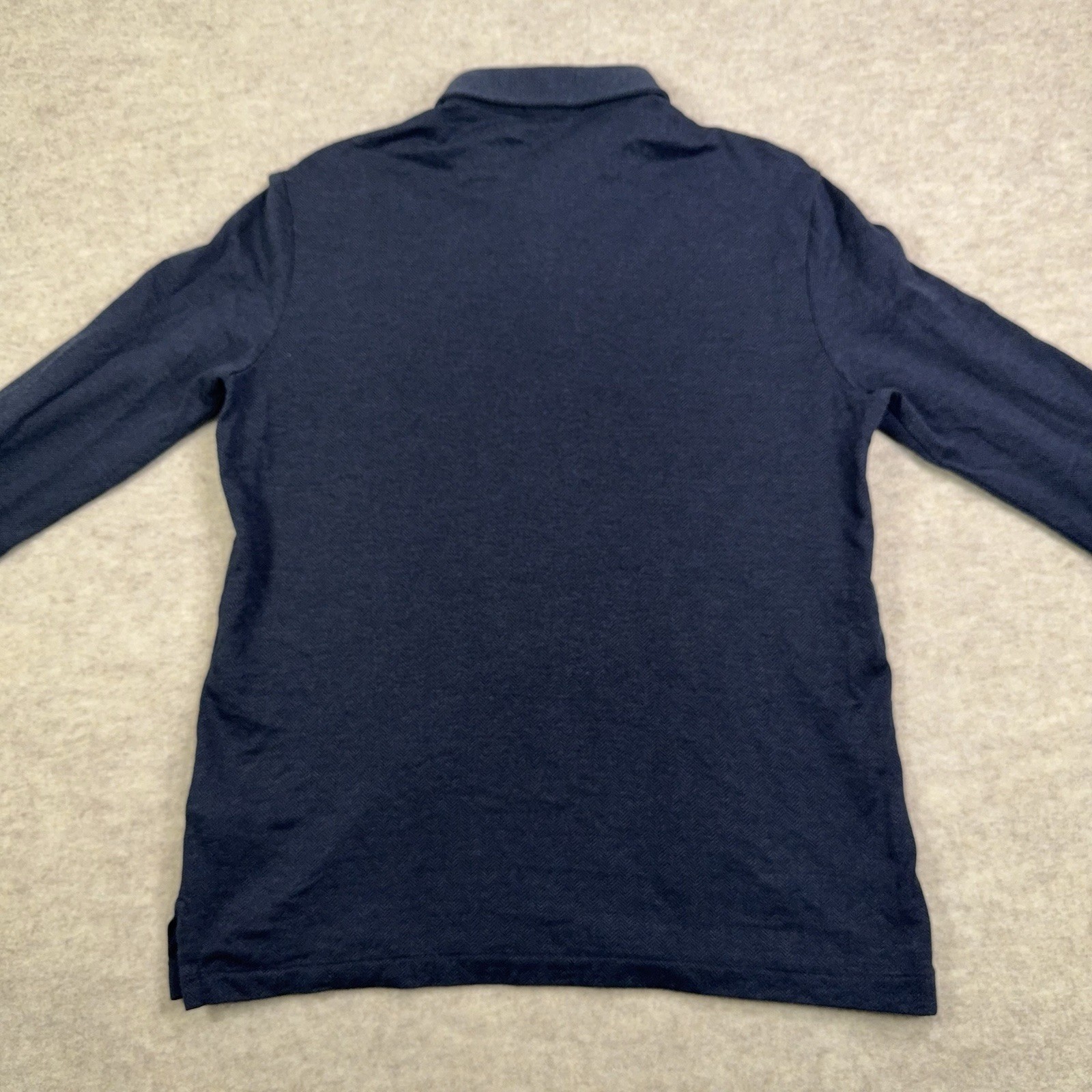 Polo Ralph Lauren Custom Slim Fit Herringbone Polo Long Sleeve Shirt Navy Medium gallery