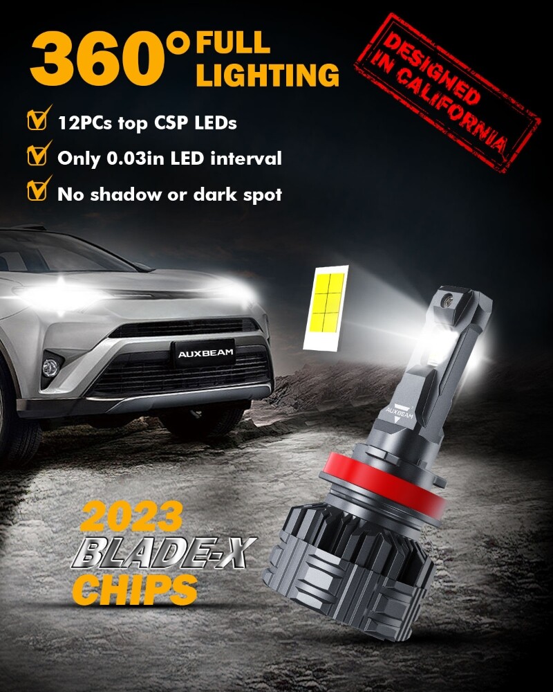 AUXBEAM H11 H9 H8 LED Headlight Kit 110W 24000LM 6500K White with Canbus Decoder