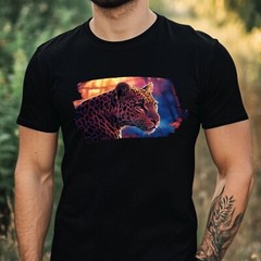 Mens Leopard Print Cotton T-Shirt Size XS to 5XL