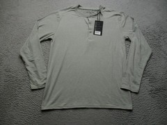 7 Diamonds Henley Shirt Mens Small Gray Core Long Sleeve Performance Tee Jersey