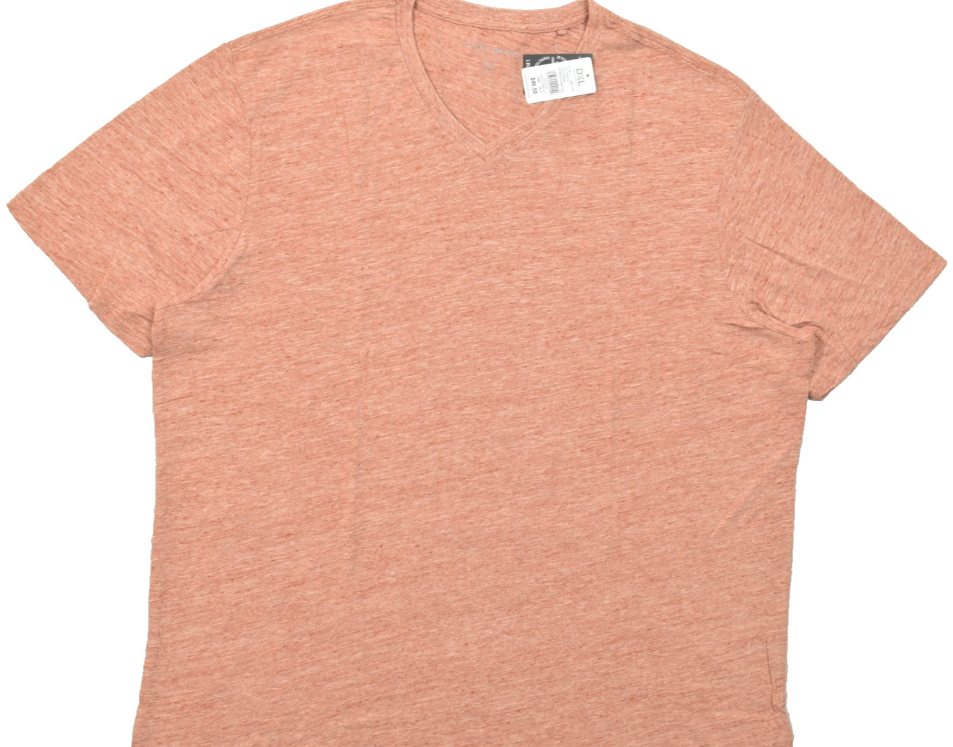 Lucky Brand Men's T Shirt V Neck Short Sleeve Orange Linen Blend Size 3XLT NEW gallery