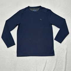 Tommy Bahama Shirt Mens Medium Blue Long Sleeve Textured Pique Crewneck Pullover