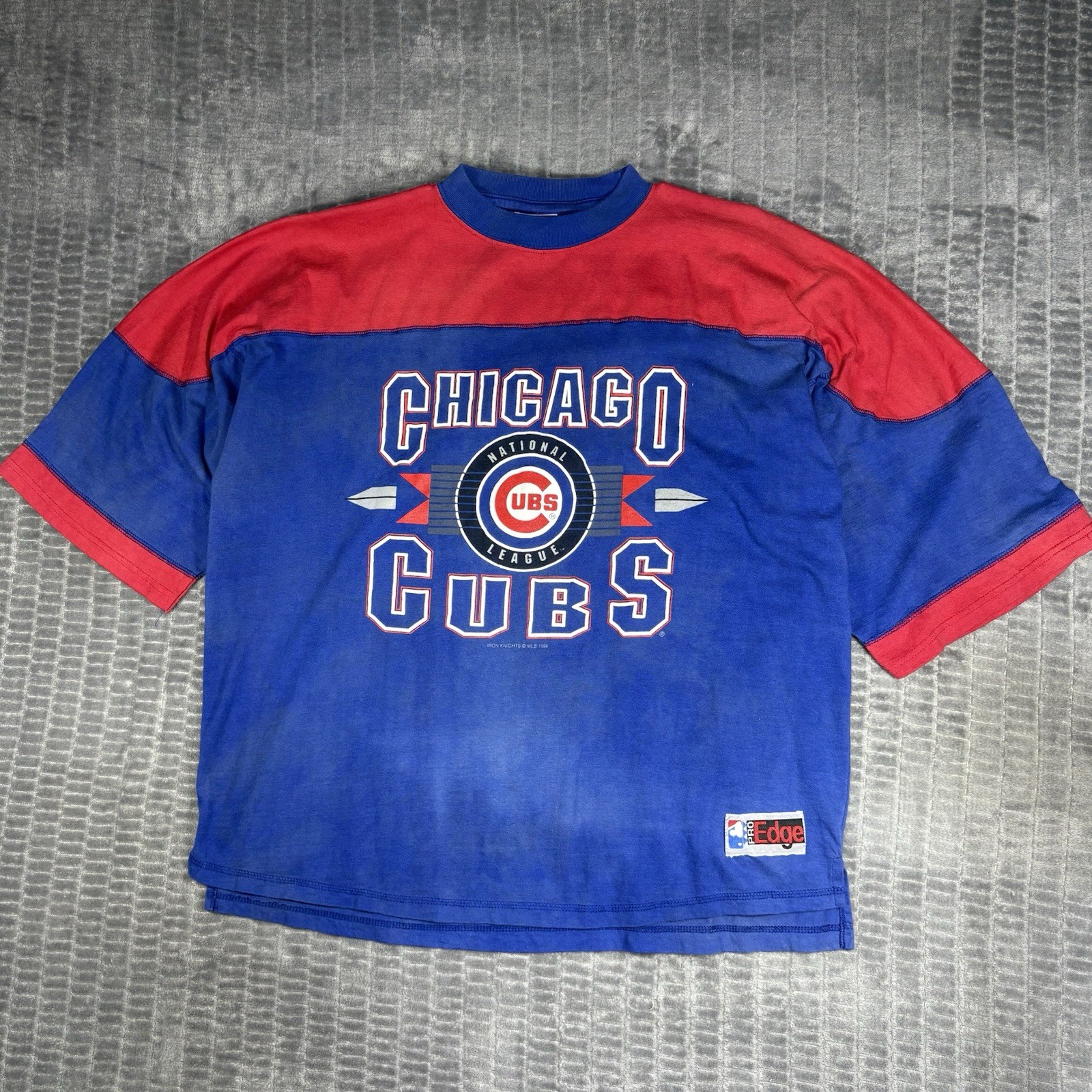 Vtg 1996 Chicago Cubs Shirt XL Iron Knights Pro Edge Colorblock Distressed 90s