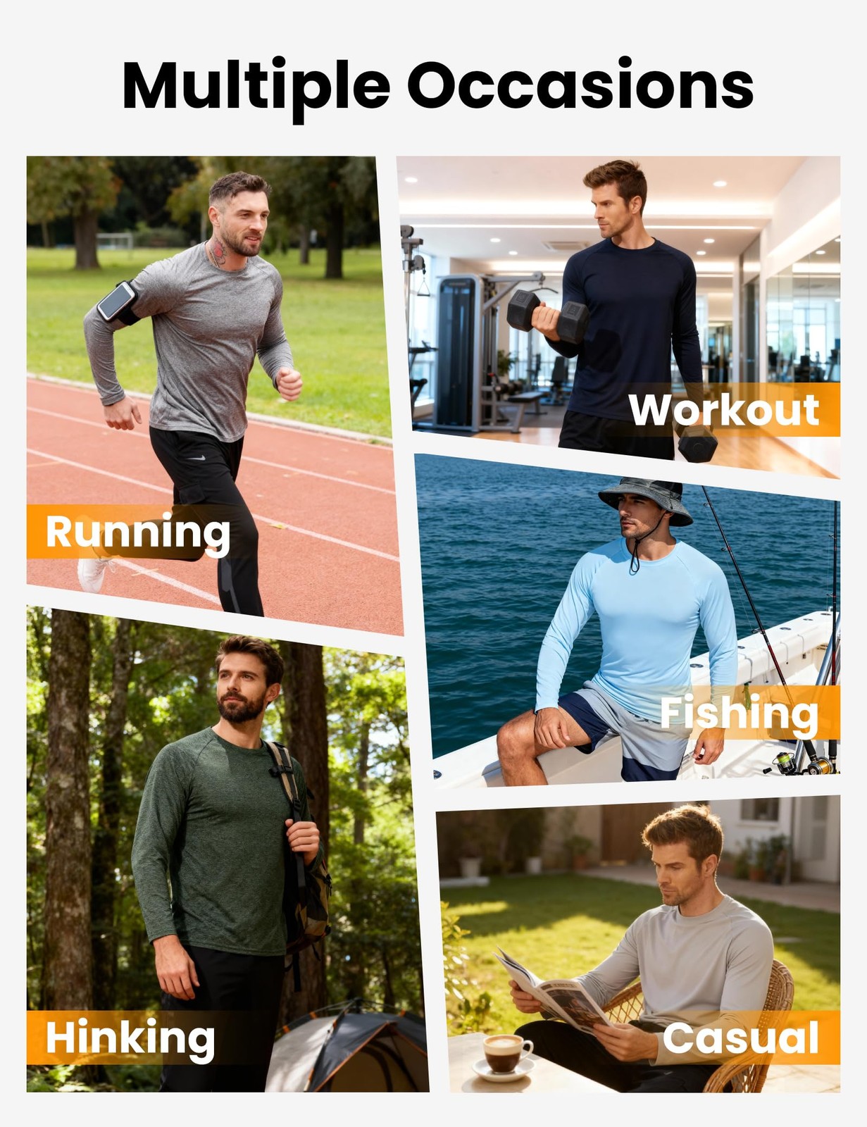 5 Pack Long Sleeve Shirts for Men - Quick Dry Moisture Wicking UPF 50+ Sun Pr... gallery