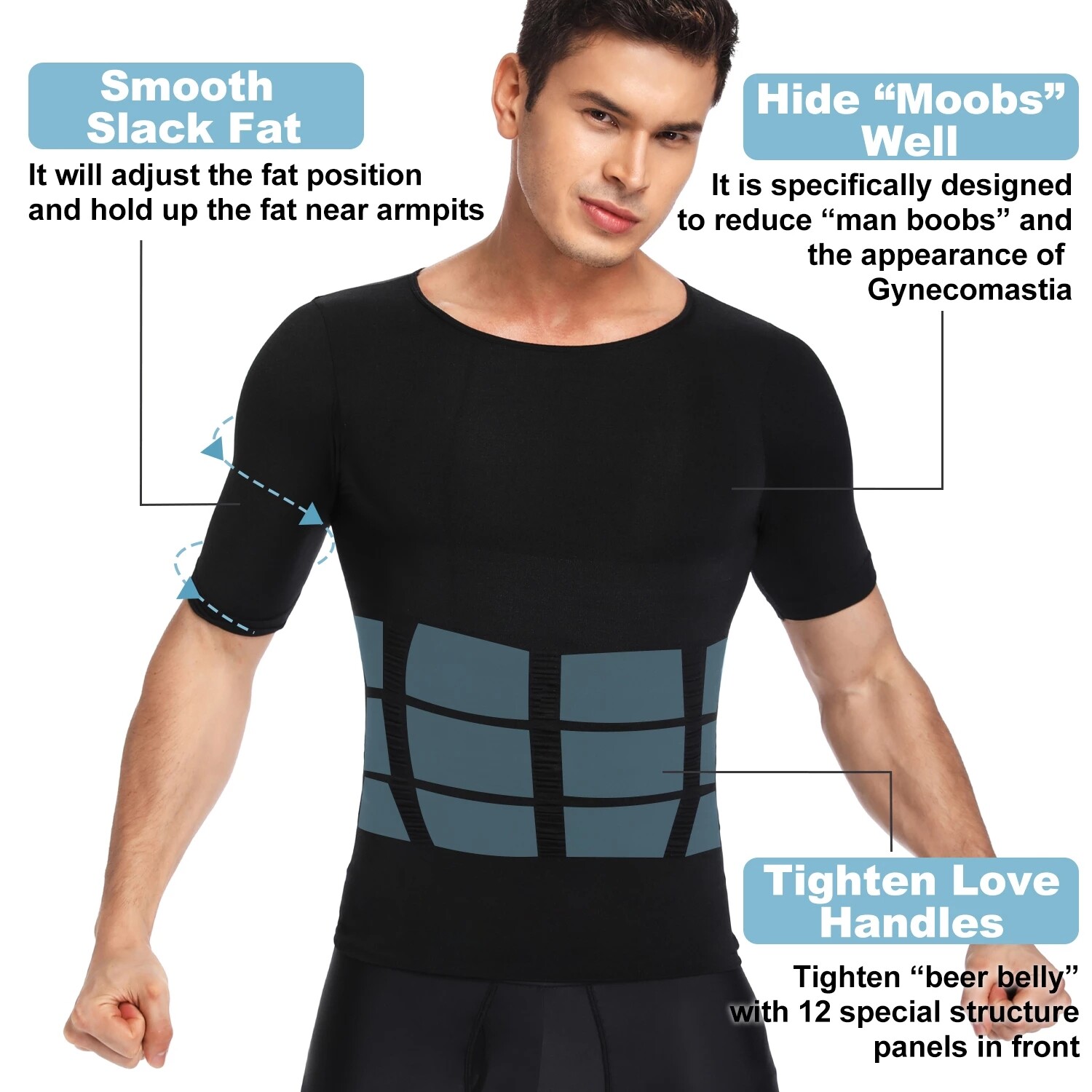 Men Slimming Body Shaper Posture Corrector Vest Abdomen Compression Shirt Top gallery