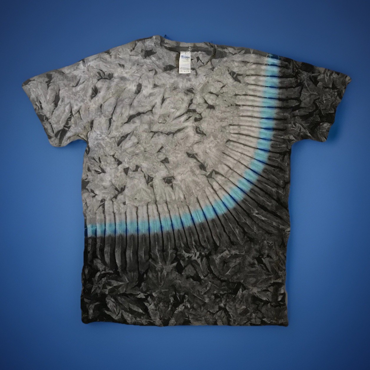 *New* 2XL - Sm Handmade Tie Dye, Carbon Blue Sash, Crew or V-Neck gallery