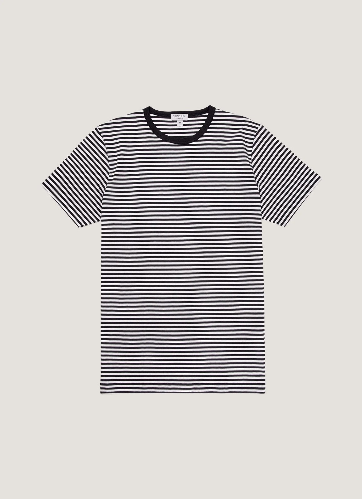 SUNSPEL Men’s Classic Short Sleeve Striped T-Shirt, Ivory/Navy, Size XL, XXL gallery