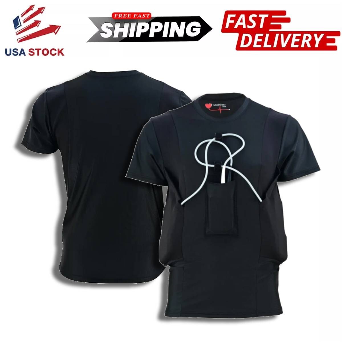 LVAD Heartmate 3 Men Shirt Crew Neck LVAD Clothing T-Shirt Medical Wear Black gallery