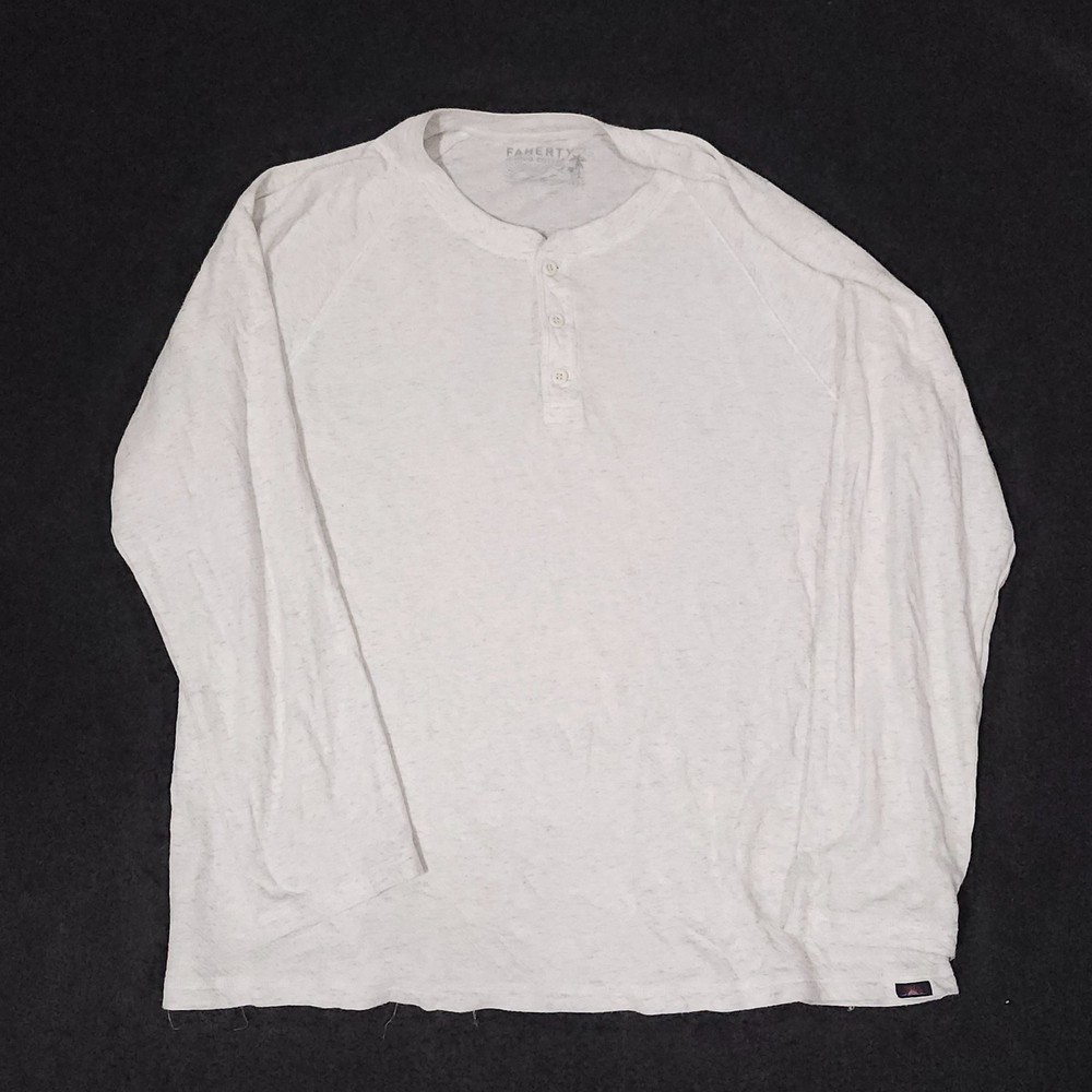 Faherty Cloud Cotton Henley Shirt Mens 2XL Gray Long Sleeve Pima Modal Casual