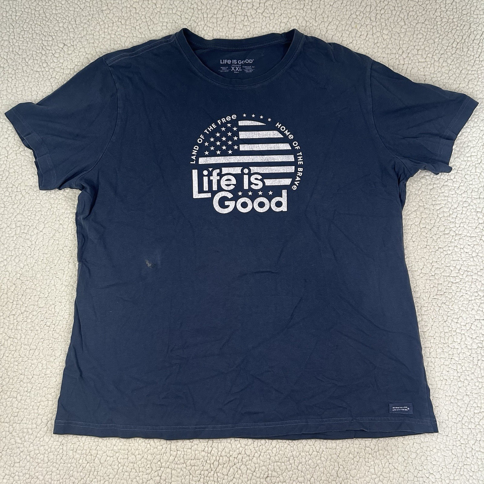 LIFE IS GOOD T Shirt Crusher XXL Land of The Free Home of Brave USA Flag Graphic