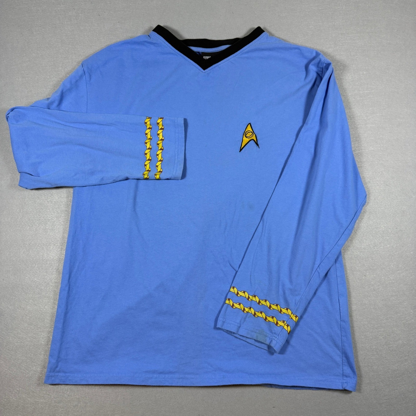 Star Trek T-Shirt Mens L Blue Long Sleeve Cotton Science Officer Uniform Cosplay gallery
