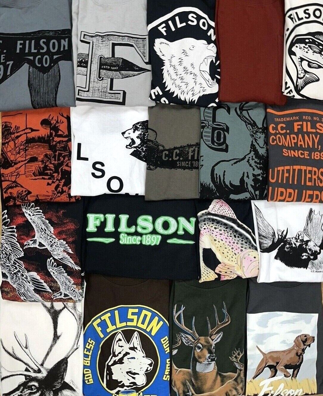Filson Pioneer Small T-Shirt Made In USA Tee Logo Hunting Fishing Vintage Retro gallery
