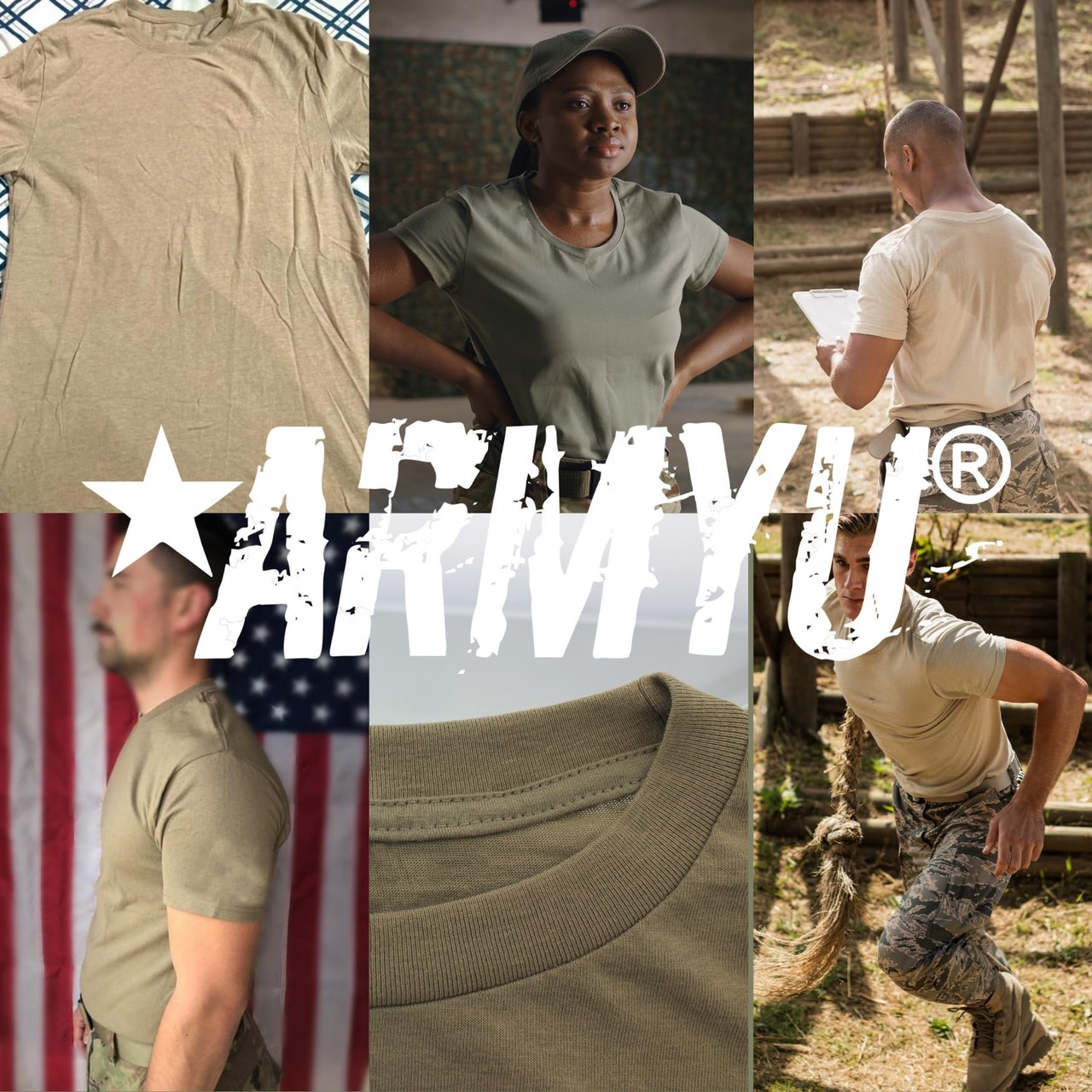 AR 670-1 Army Compliant Coyote Brown Mens Military T-Shirt MultiCam OCP 6-Pack gallery
