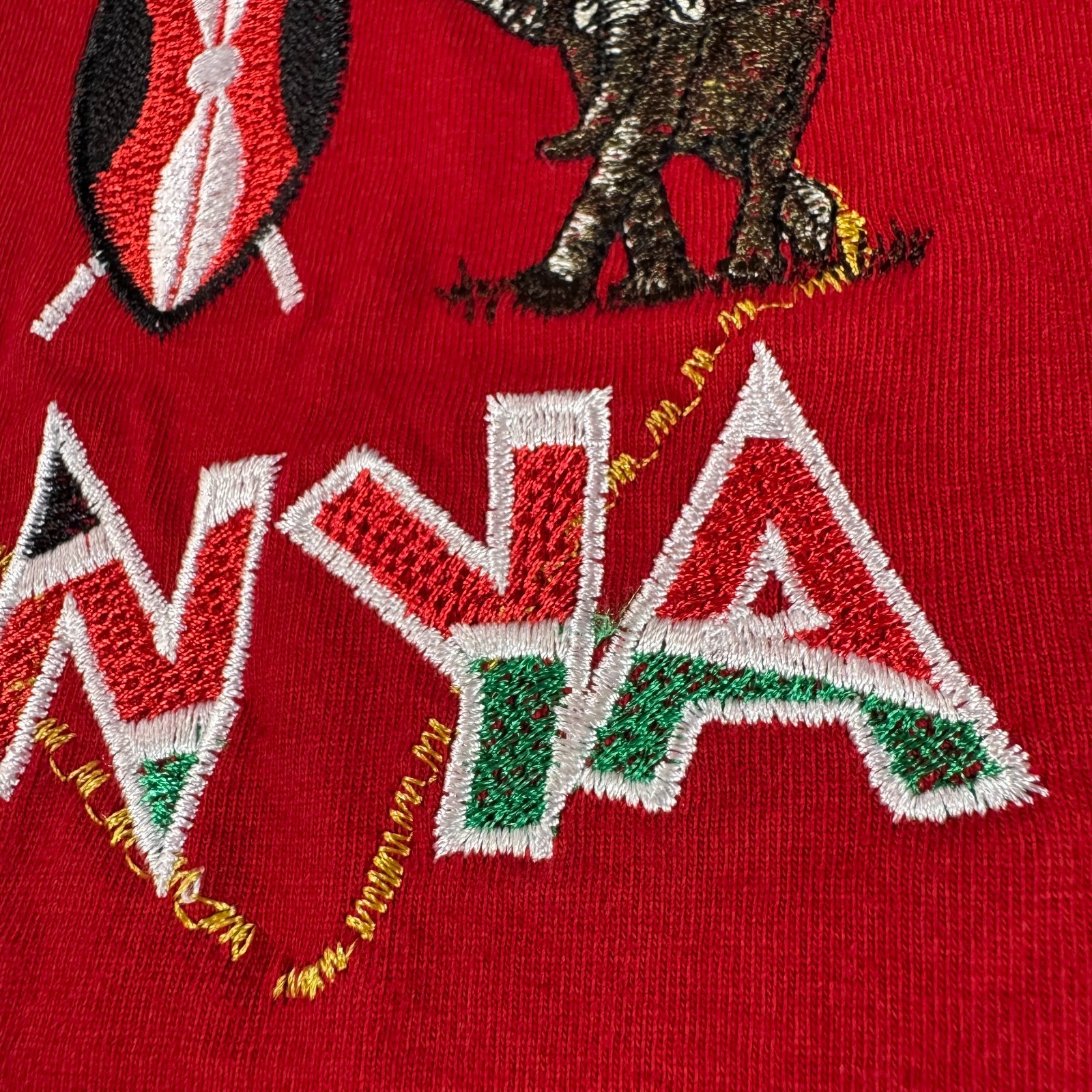 Airborne Kenya Africa 3XL Red Embroidered Elephant Lion Rhino Animal T-Shirt gallery