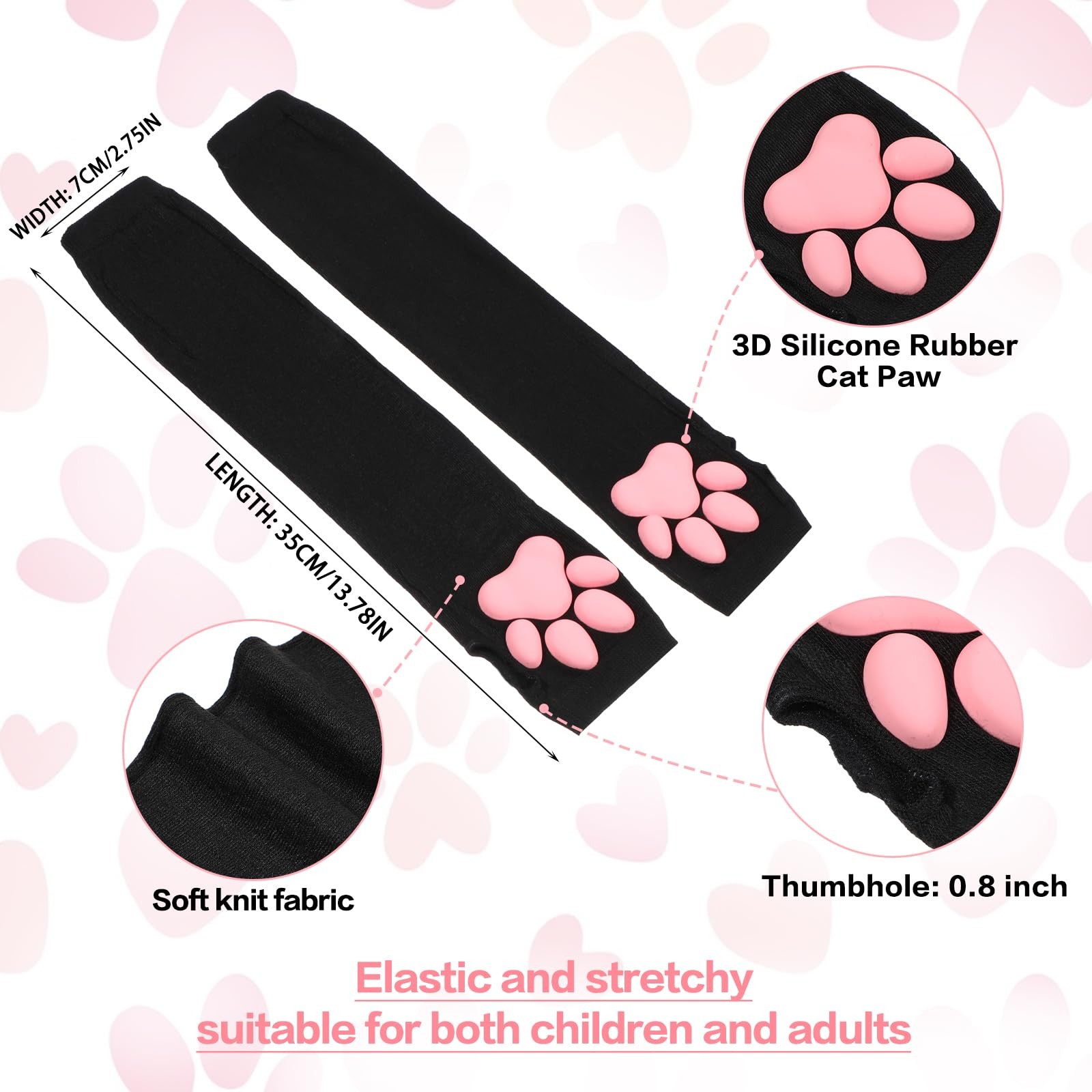Women's Cute Therian Cat Paws Gloves 3D Cat Claw Paws Pad Sleeves for Cosplay gallery
