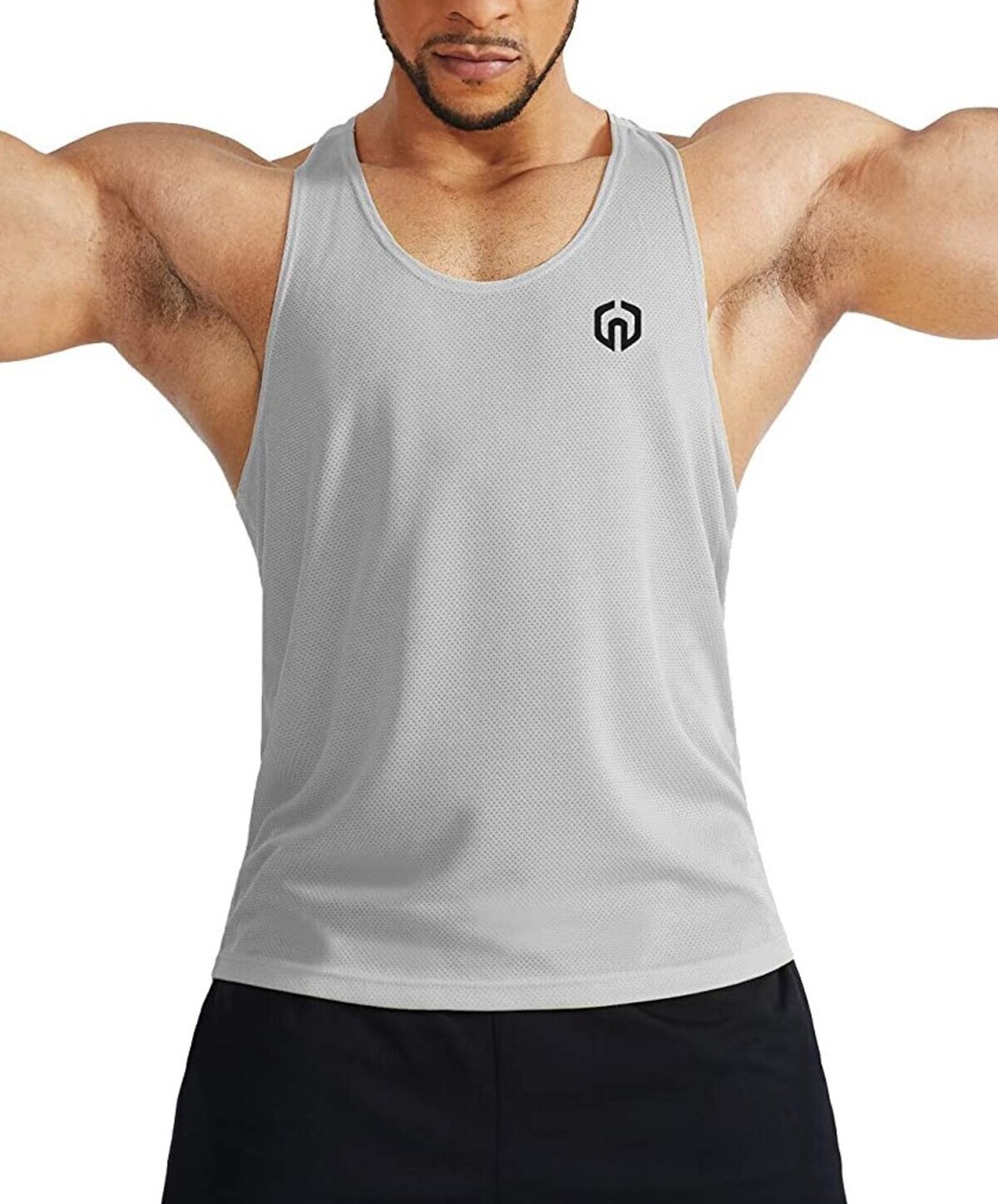 NELEUS 'Dry Fit Logo Muscle' Mesh Tank Top Men's S Gym Workout Exercise Grey NWT gallery