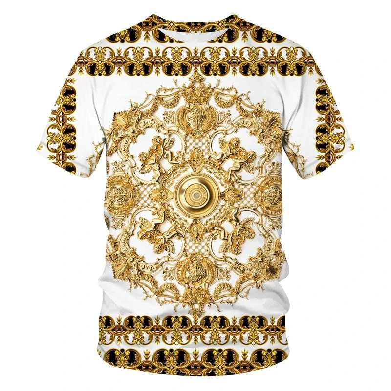Men Unisex Baroque Golden 3D Print T-Shirt Crew Neck Streetwear Tee 2XS-5XL gallery