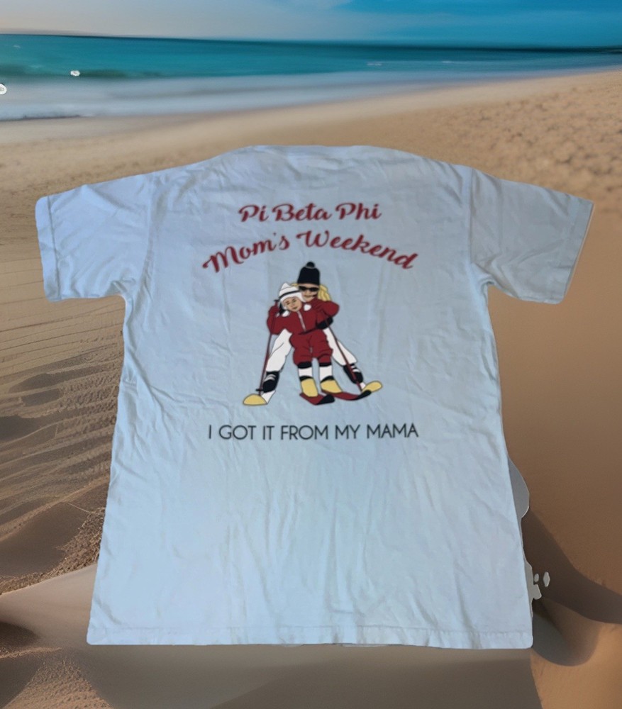 Pi Beta Phi Sorority Mom’s Weekend I Got It From My Mama Skiing Shirt Large Blue