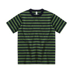 Cotton Striped Round-Neck Pullover Short-Sleeved T-Shirt Men Women Tops Blouse