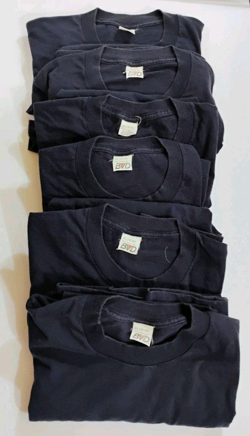 BVD Pocket T Shirt Navy Blue Slight Sun Fade XL 46-48 Lot (6) Vtg USA Made gallery