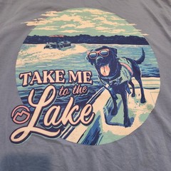 Magellan Outdoors Men’s Blue Graphic Tee Lake Dog Boating T Shirt LG