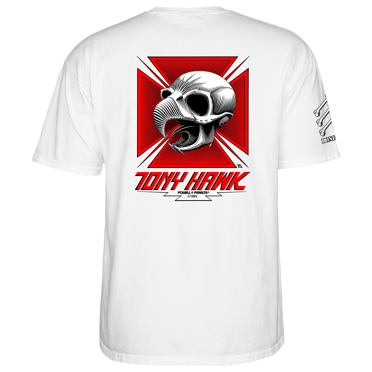 Powell Peralta BONES BRIGADE Tony Hawk CHICKEN SKULL Skateboard T Shirt WHITE gallery