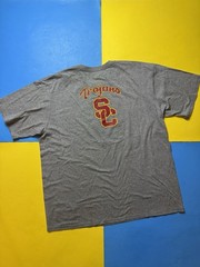 NIKE Team Heather Gray Short Sleeve USC Trojans Graphic T Shirt XL Double Sided