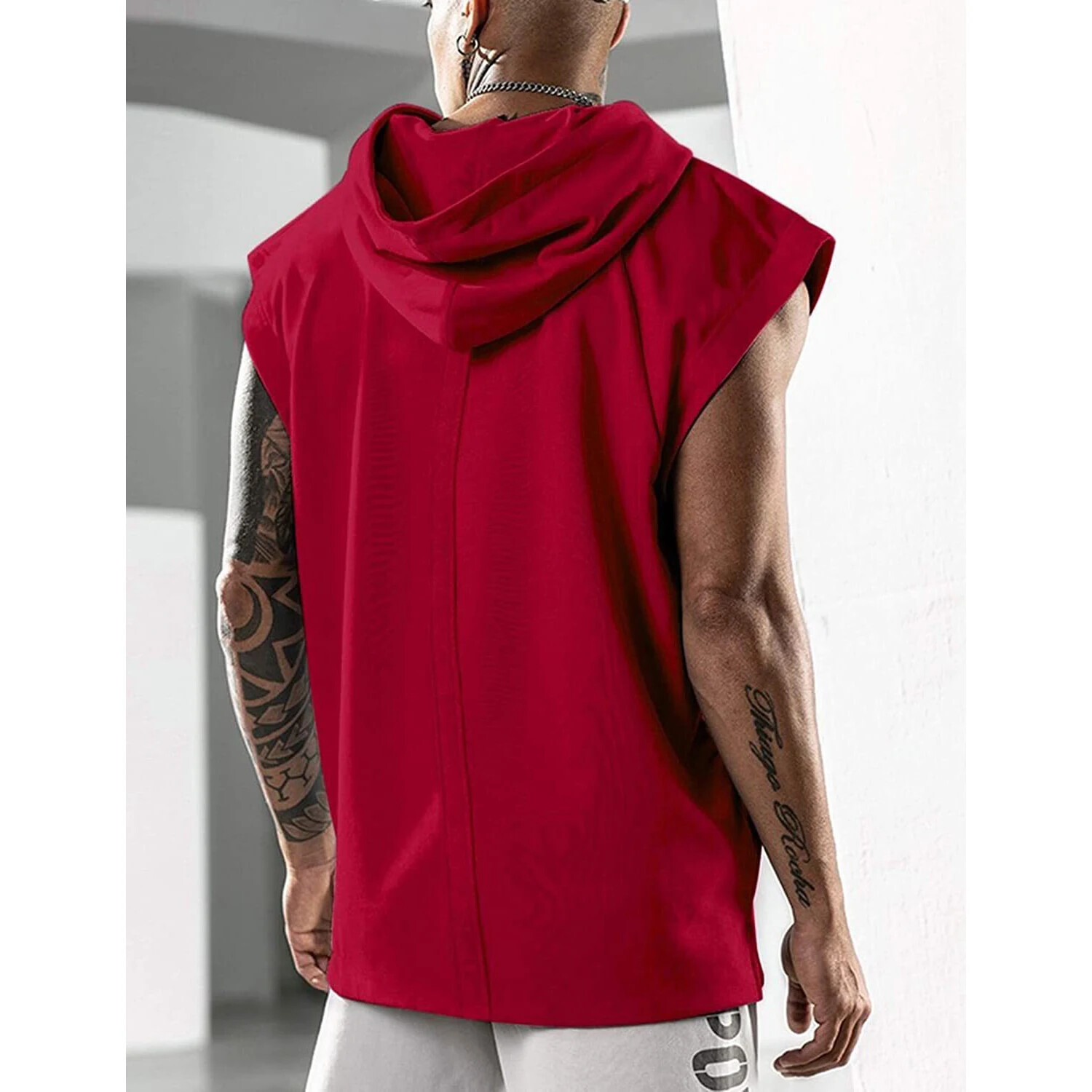 Men's Workout Hoodie Sleeveless Vest Muscle Tank Tops Gym Fitness Bodybuilding‹ gallery