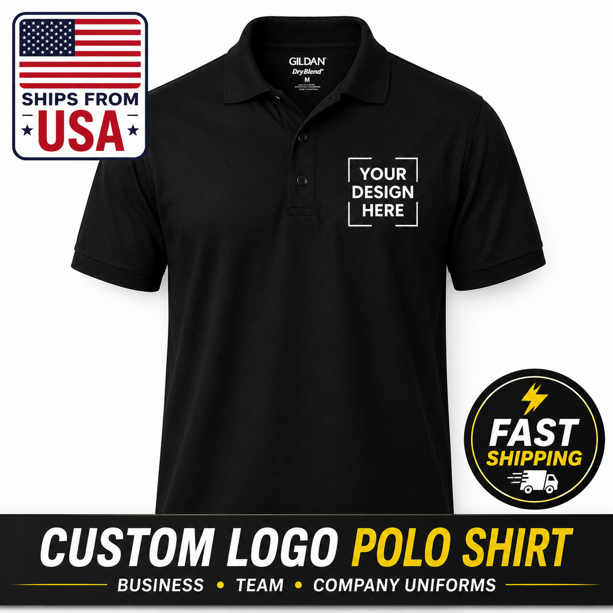 Personalized Customized Polo Your Logo Photo & Text Men's Shirt USA New Gift Tee gallery