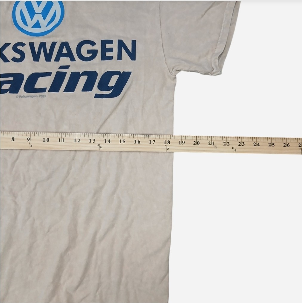 VW Volkswagen T-Shirt Tan Retro Logo Racing Stripes Graphic Tee [M] gallery