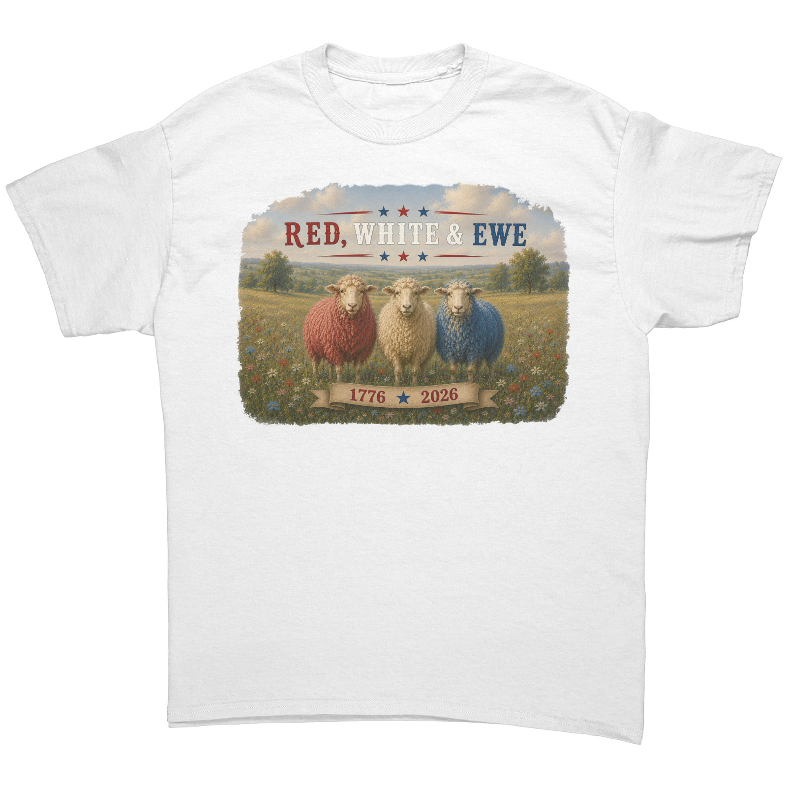 Cute Patriotic Red White & Ewe Tshirt July 4th Shirt Funny Sarcastic Sheep Tee gallery