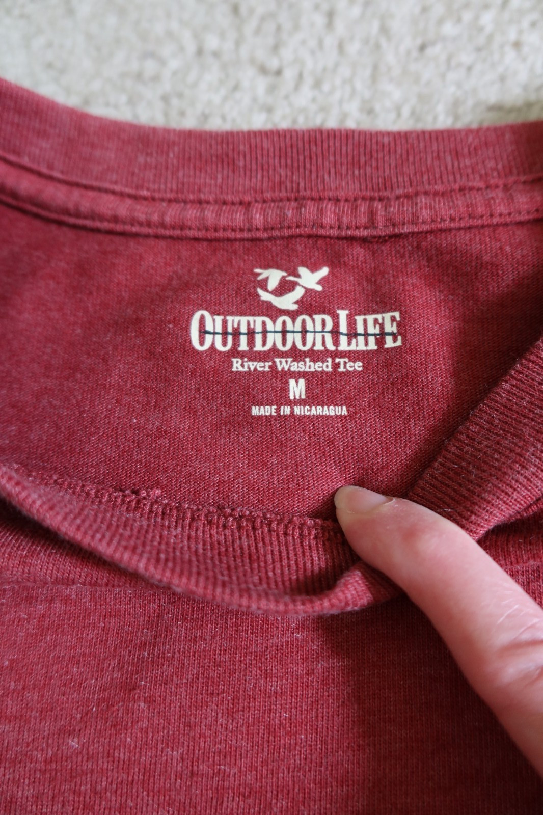 Outdoor Life River Washed Tee Shirt Mens Medium Red Pocket Short Sleeve gallery