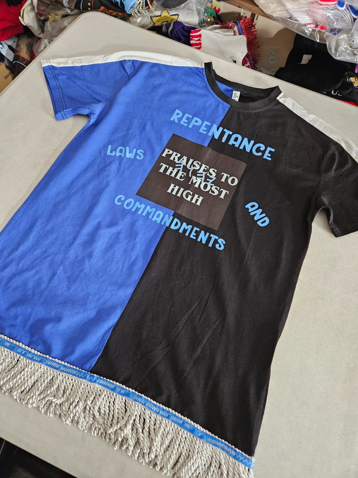 100% Cotton Two Tone Blue/Black Repentance, Laws and Commandments All Praises gallery