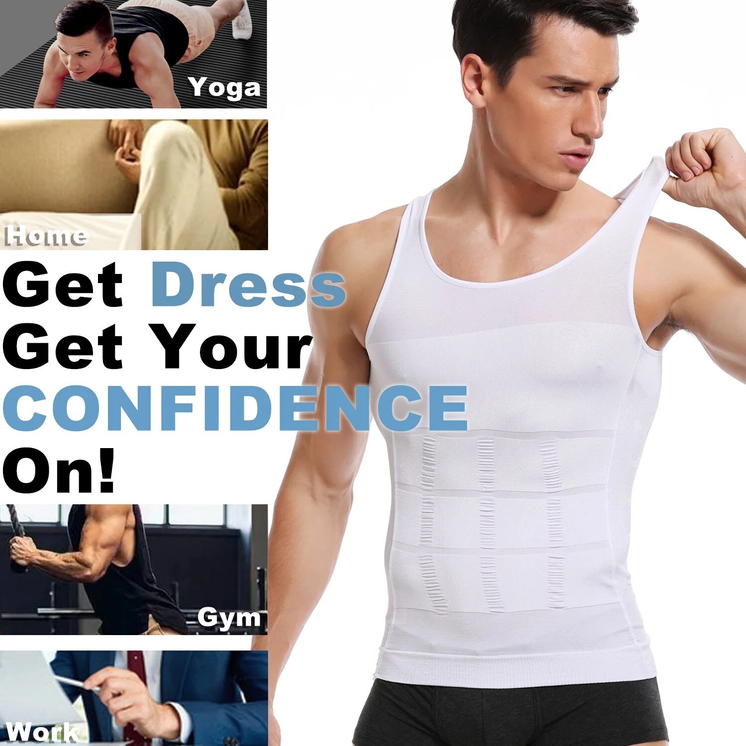 3 Pack Men's Compression Shirt Slimming Body Shaper Vest Tummy Control Shapewear gallery