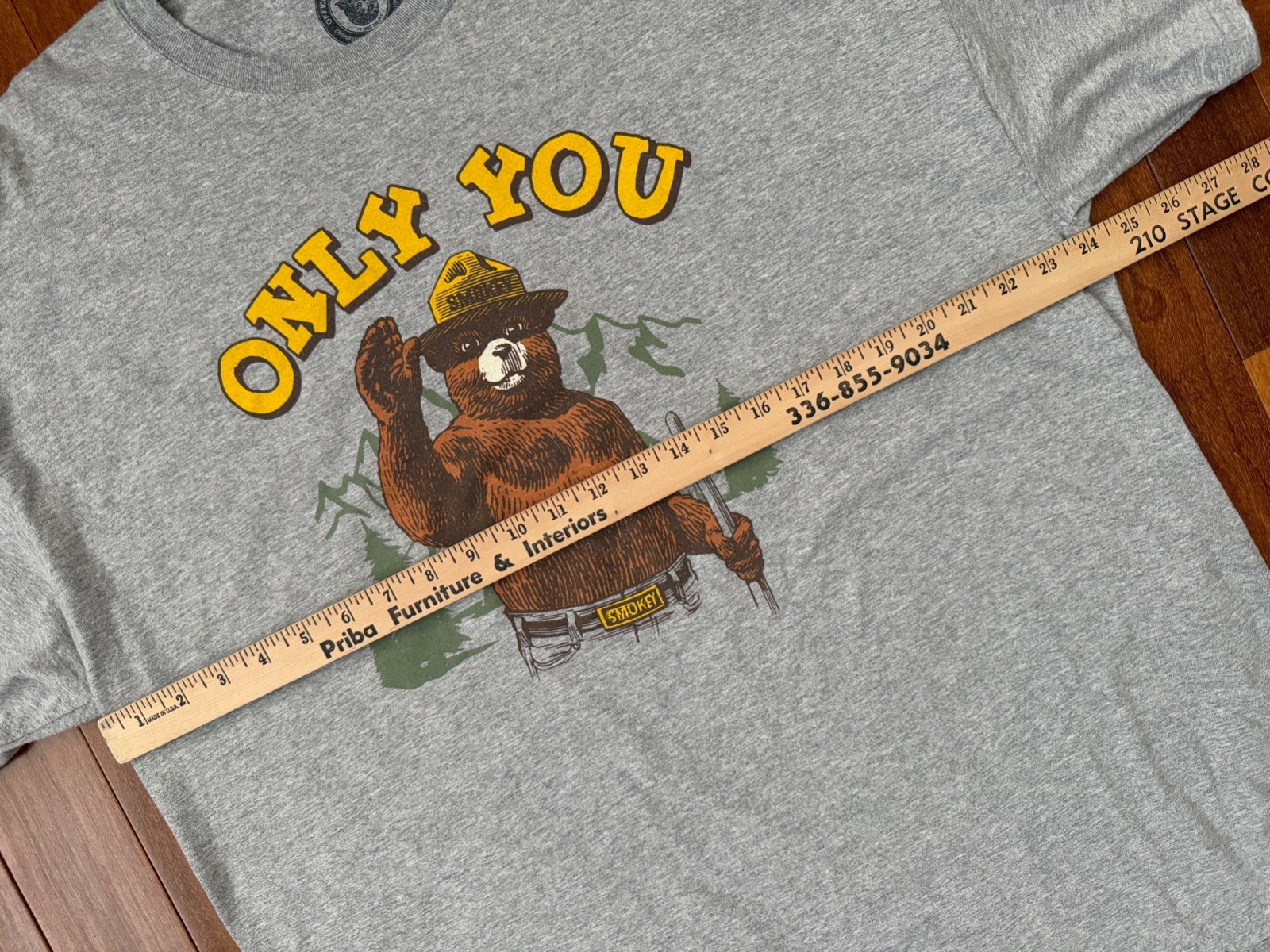 Smokey The Bear ONLY YOU Forest Fire Prevention T-Shirt Gray Short Sleeve 2XL gallery