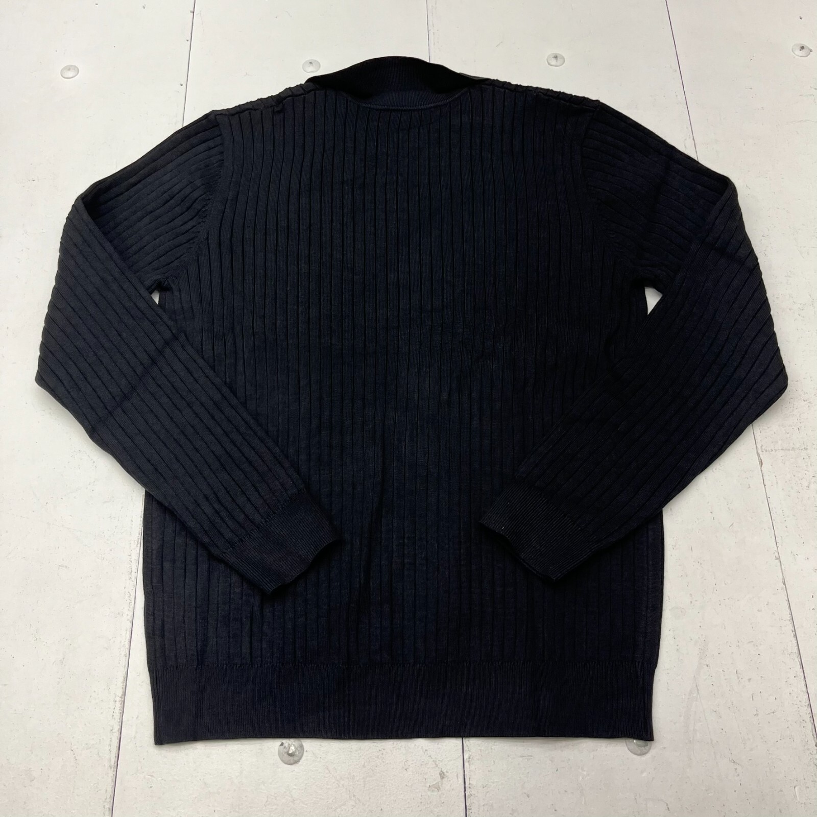 Dazy Black Ribbed Knit Long Sleeve Collared T-Shirt Men's Size X-Large NEW gallery