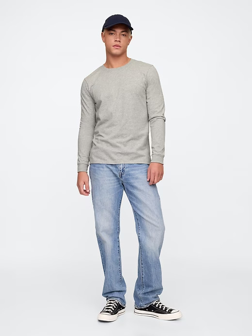 NWT GAP Everyday Long-Sleeve Tee Shirt T-Shirt 100% cotton Heather Gray Men M L gallery