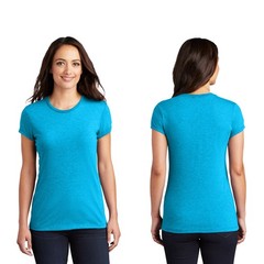District Women Premium Heavy Plain Fitted Perfect Tri T-Shirt Casual DT155 S-3XL