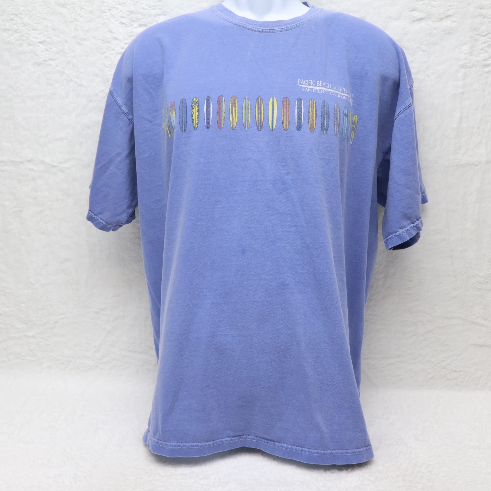 Comfort Colors Pacific Beach Surf Shop T-Shirt XL Blue Surfboards Tee (see photo gallery