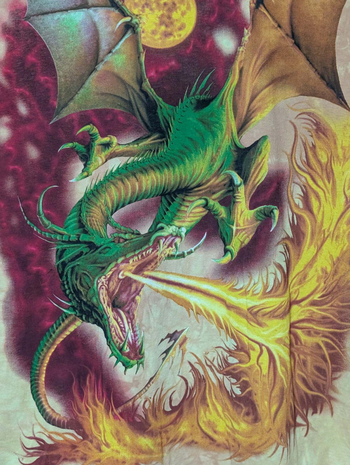 The Mountain Mens T-shirt Vintage 2002 Yellow “Green Dragon” Flawed XL #6741